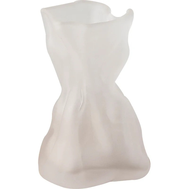 DecorBites™ Clear Glass Vase Irregularly Folded Handicraft Ornaments Hydroponic Flower Vases