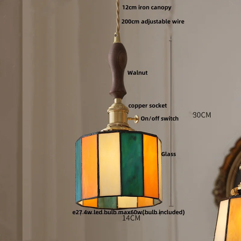 DecorBites™ Copper Knob Switch LED Pendant Lamp, Adjustable Glass Dining Room Lighting