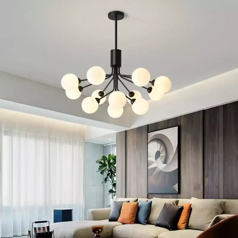 DecorBites™ Gold Glass Ball Chandelier: Luxury LED Lighting for Dining Room, Kitchen, Cafe