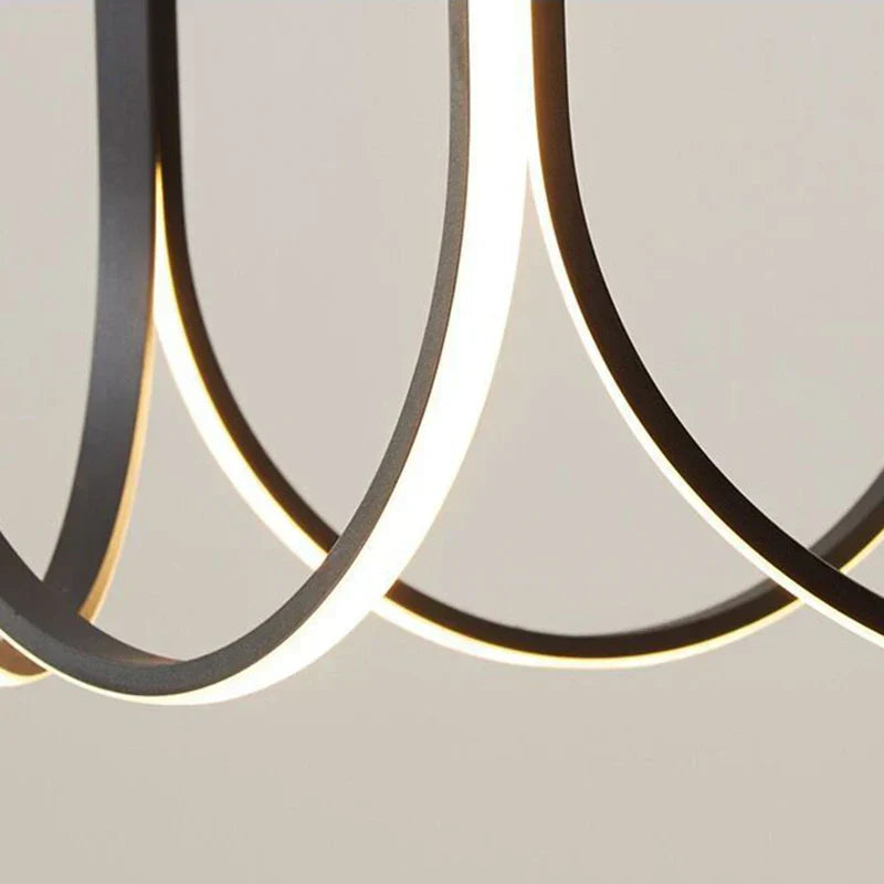 DecorBites™ LED Chandelier: Black Gold Aluminium Hanging Light, Parlor Dining Room Bedroom Lamp
