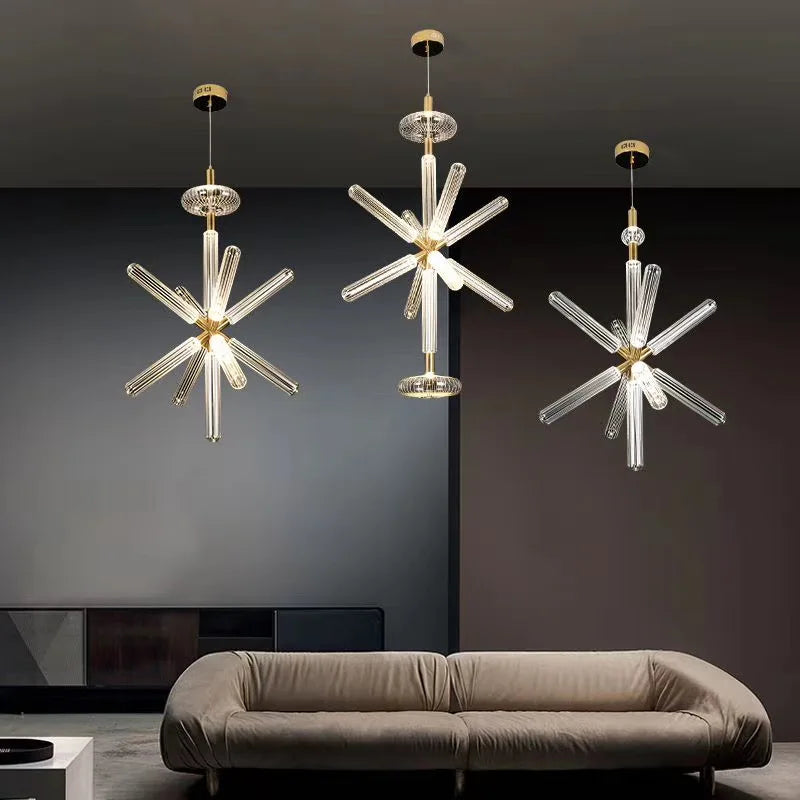 DecorBites™ Glass Tubes Chandelier LED Pendant Lamp for Modern Luxury Lighting