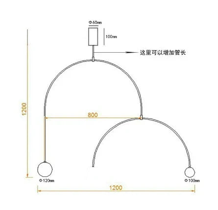 DecorBites™ Iron Line Chandelier: Post-modern Hanging Lamp for Living Room & Bedroom