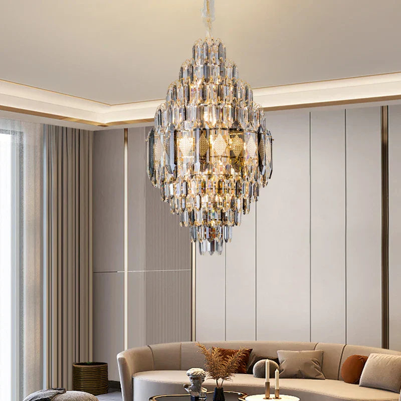 DecorBites™ Crystal Chandelier - Luxe Light for Villa, Hotel & Building Project