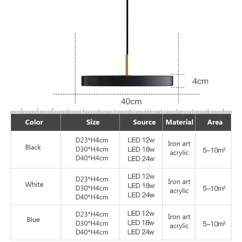 DecorBites™ LED Study Disc Pendant Light for Bedroom Living Room Office Decor
