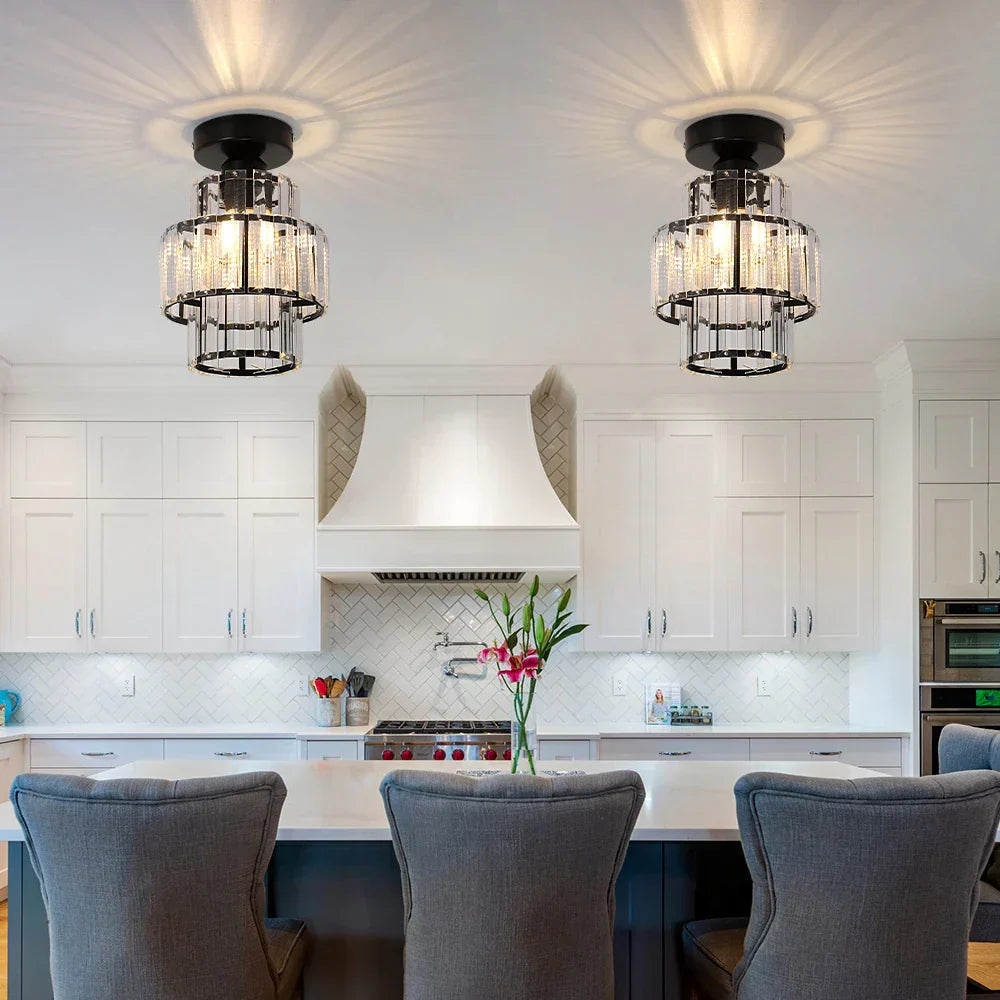DecorBites™ Crystal Chandelier: Modern LED Ceiling Lamp for Living Room, Hotel Lobby, and Hallway