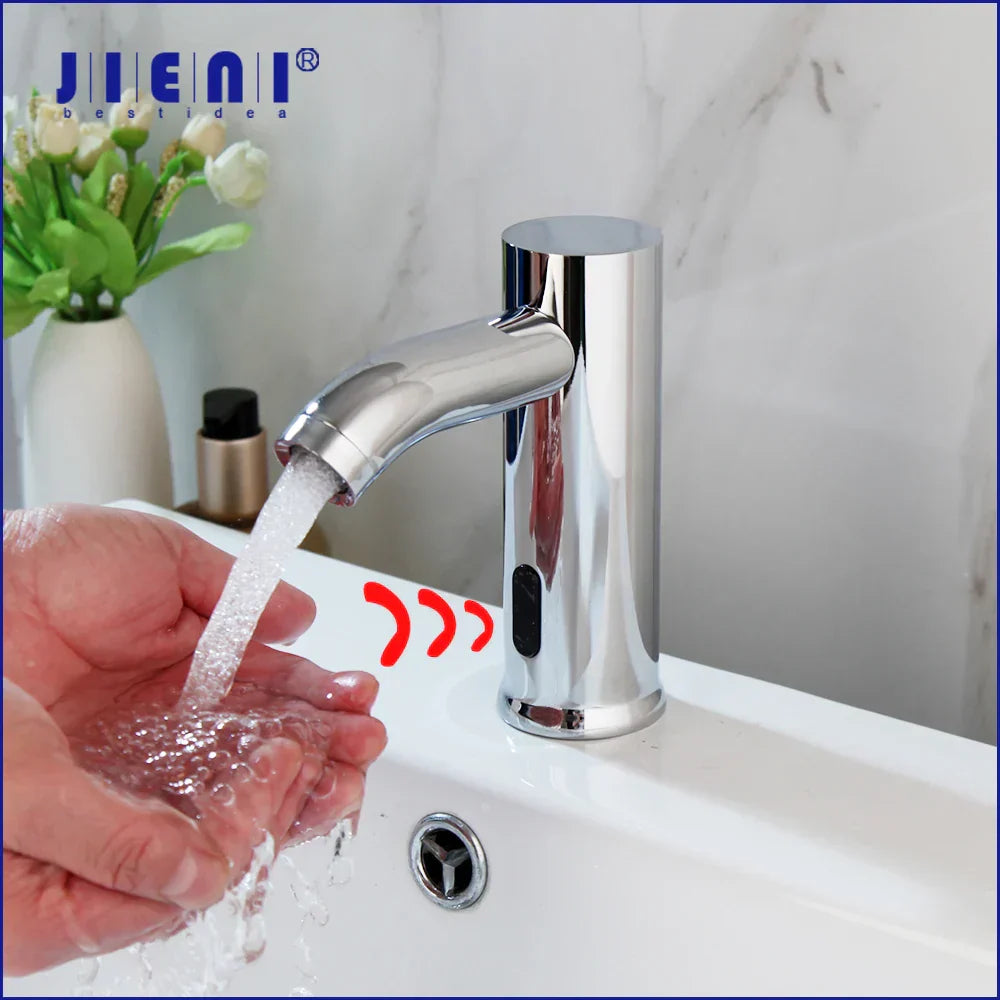 DecorBites™ Automatic Touch Sensor Chrome Basin Faucet, Polished Brass Mixer Tap
