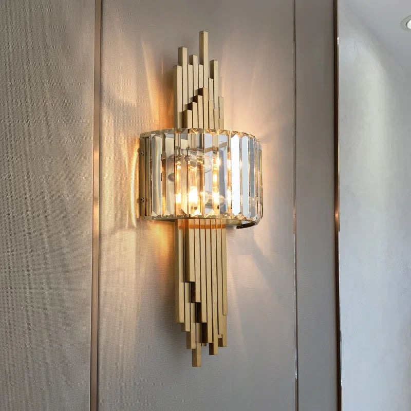 DecorBites™ Crystal Gold Wall Lamp for Bedroom, Living Room, and Study Room