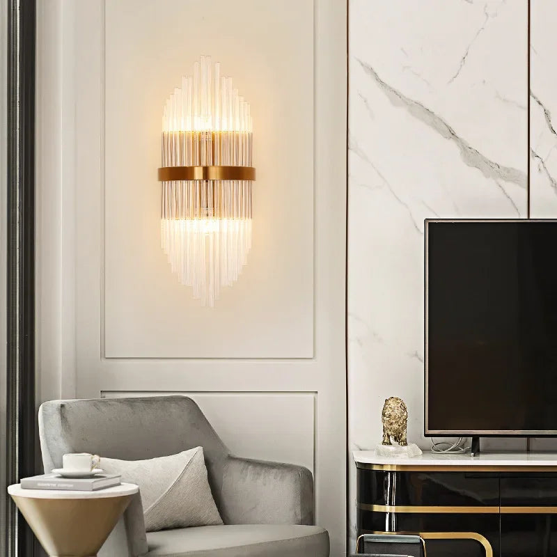 DecorBites™ Crystal Gold LED Wall Sconce Modern Light for Bedroom Living Room Home Decor