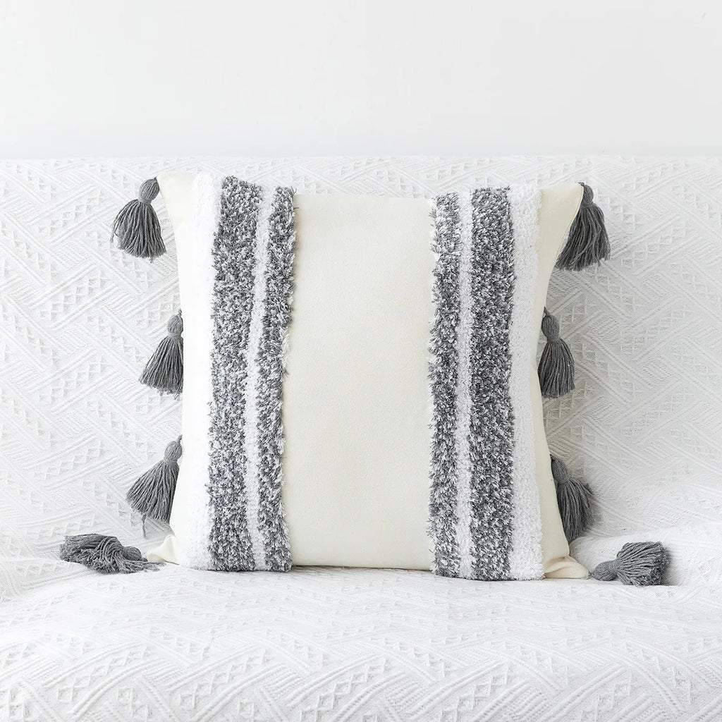 DecorBites™ Bohemian Tufted Tassel Pillow Case - Geometric Nordic Style Sofa Cushion