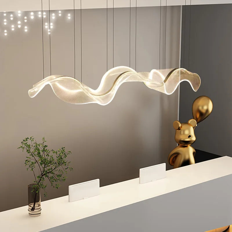 DecorBites™ LED Acrylic Chandelier Dining Room Light Fixtures Adjustable Kitchen Hanging Lamp