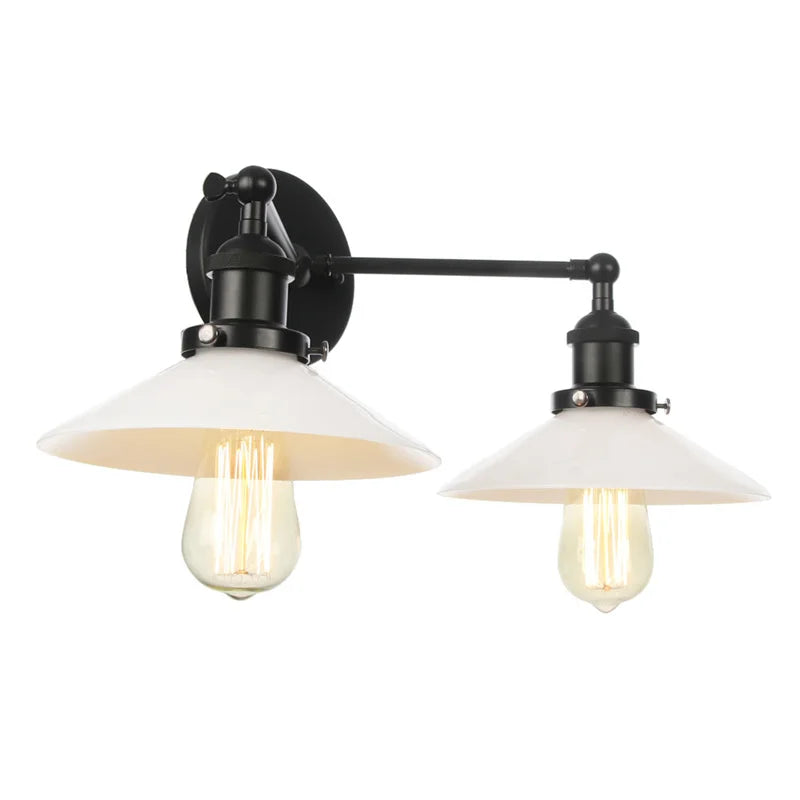 DecorBites™ Industrial LED Wall Light Fixture with Pull Chain Switch, 2 Heads Bedside Lamp