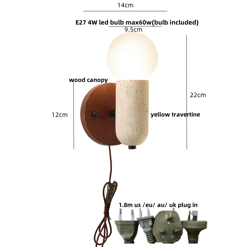 DecorBites™ Copper LED Wall Light Fixture Nordic Modern Plug In Bedside Lamp