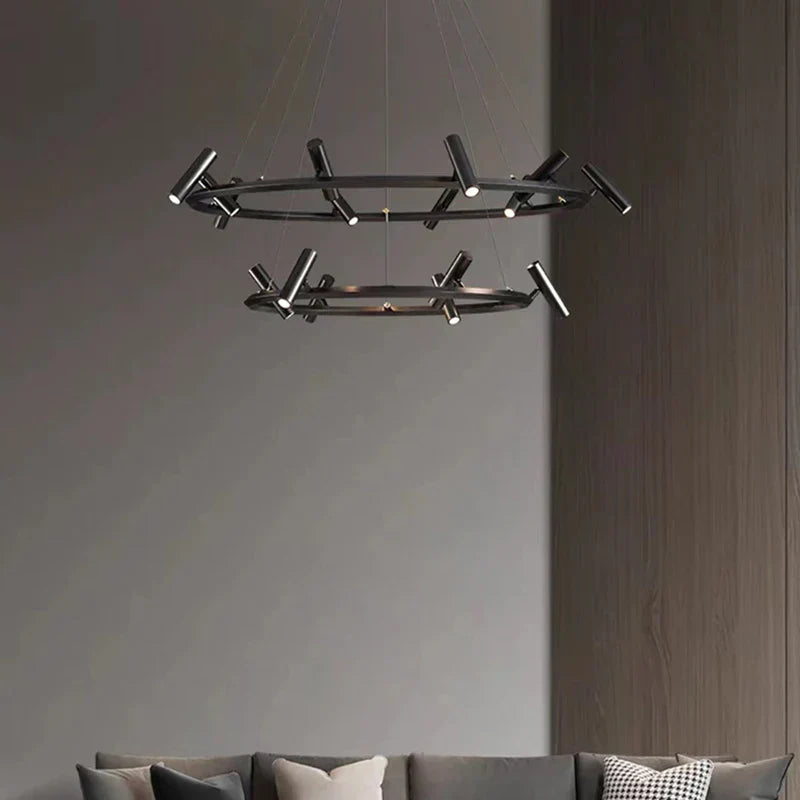 DecorBites™ Black Metal Chandelier: Minimalist Hanging Light for Dining Room, Kitchen, Bedroom.