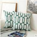 DecorBites™ Embroidered Blue Cotton Canvas Cushion Cover for Home Decor