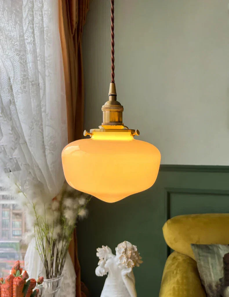 DecorBites™ Glass Shade LED Pendant Lamp: Modern Minimalist Lighting for Bedroom, Kitchen, and Bar
