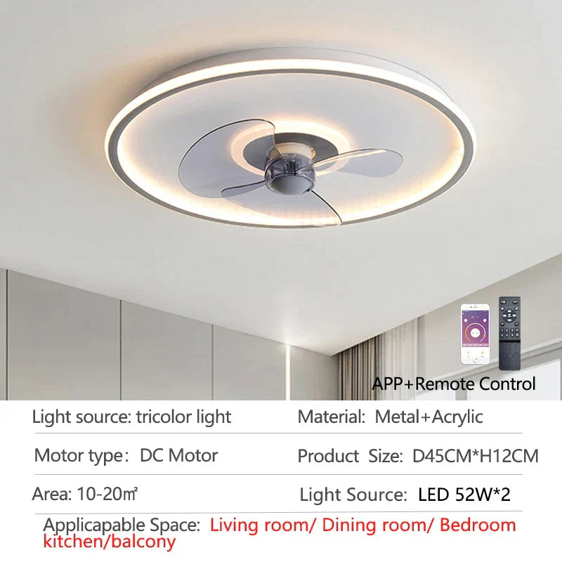DecorBites™ Ceiling Fan with LED Light & Remote Control, Ideal for Home Bedroom and Living Room