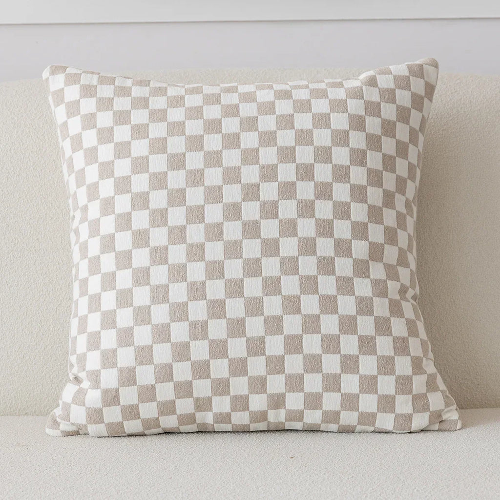 DecorBites™ Comfort Woolen Pillow Cover Beige Black Striped 45*45 Luxe Plush Home Décor