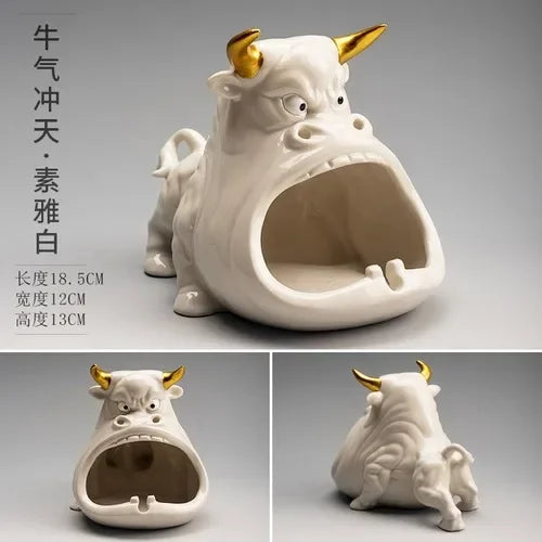 DecorBites™ Cartoon Cow Ceramic Ashtray Home Decoration Gift for Boyfriend