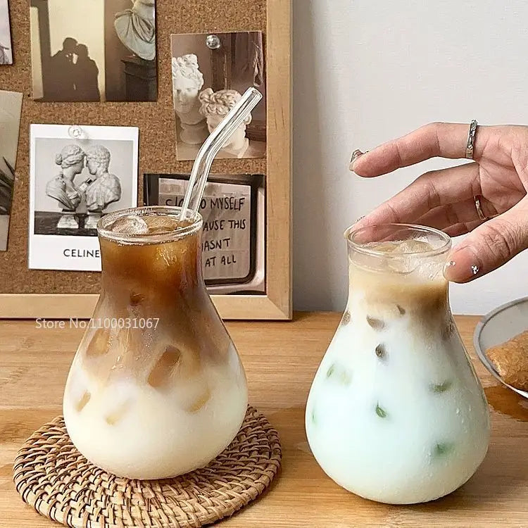 DecorBites™ Heat-resistant Glass Cafe Coffee Cup for Iced Latte Americano Juice Drink