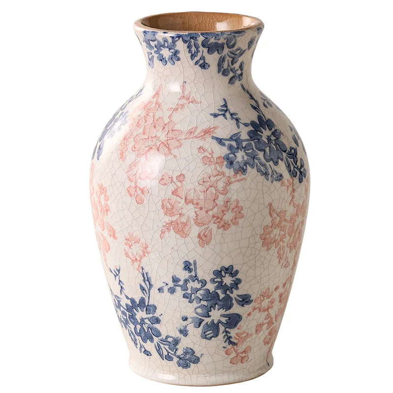 DecorBites™ Blue & White Ceramic Vase, Chinese-style Handcrafted Flower Vase - Home Decoration