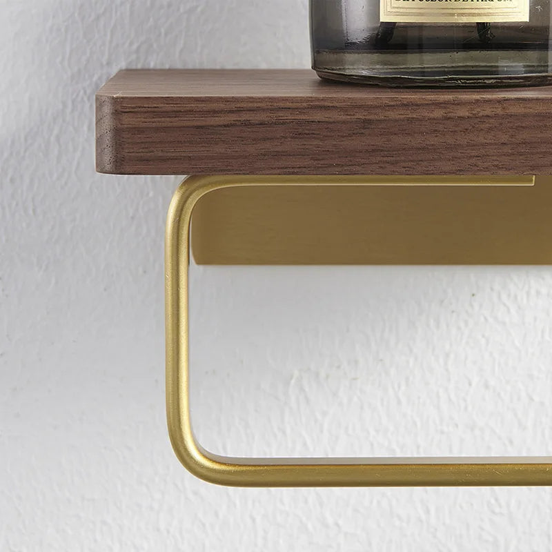 DecorBites™ Brass & Wood Wall-mounted Toilet Paper Holder & Tissue Box Rack