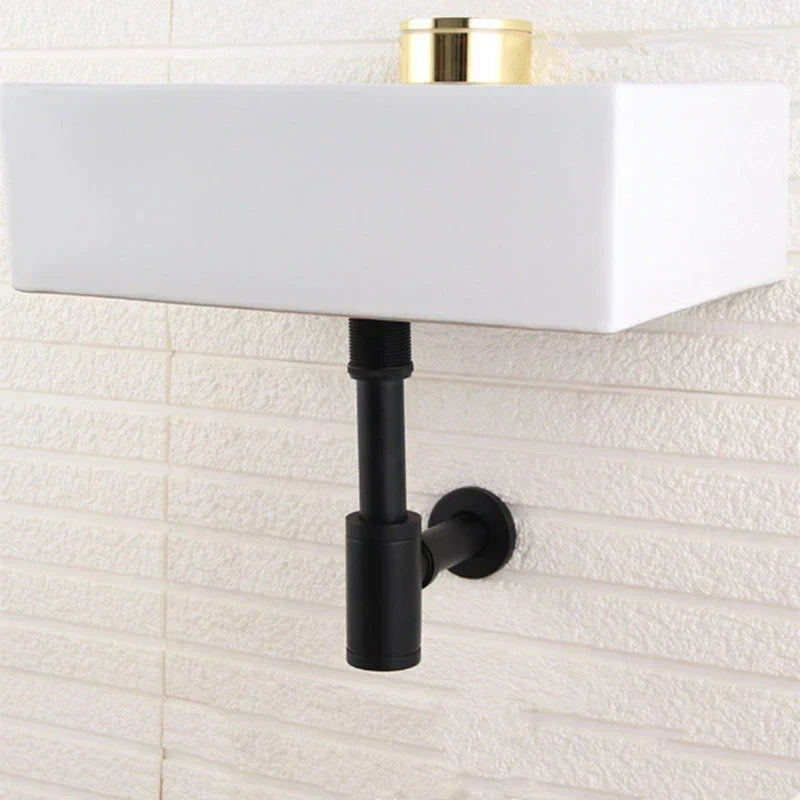 DecorBites™ Brass Round Siphon P-Trap Set with Pop-Up Drainer Gun Grey