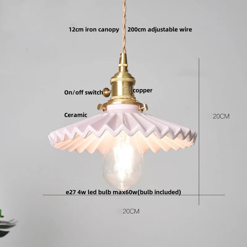 DecorBites™ Ceramic Copper Pendant Light Bar Coffee Kitchen E27 Knob Switch LED Fixture