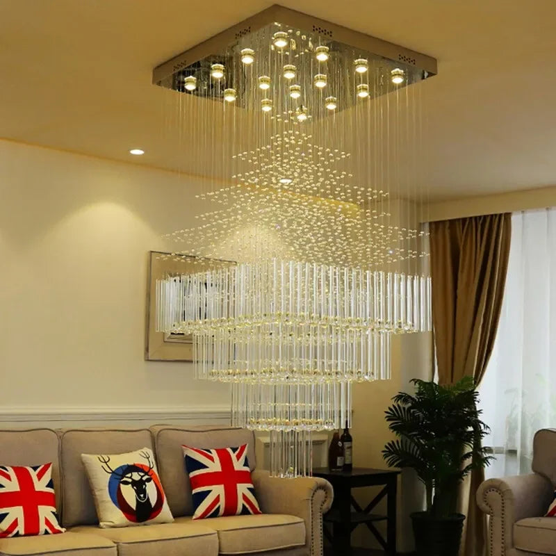 DecorBites™ Crystal Chandelier Lighting for Living Room Hotel Lobby Ceiling