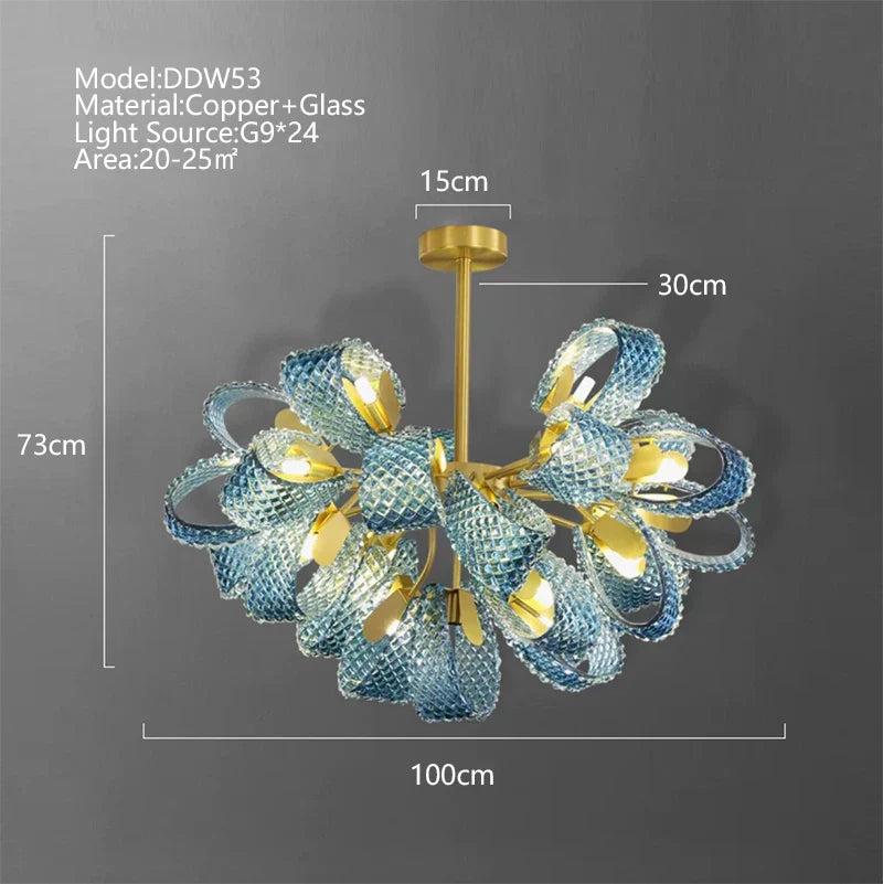 DecorBites™ Blue Glass Luxury Wall Sconce LED Light Fixture for Living Room Bedroom Aisle