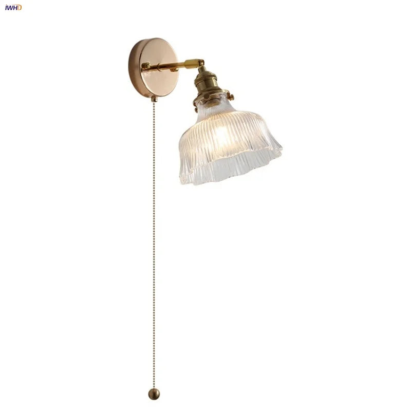 DecorBites™ Glass Rotate Copper LED Wall Sconce - Modern Nordic Bedroom Study Lamp