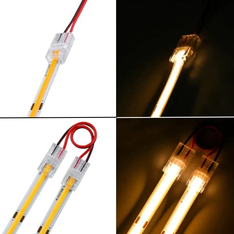 DecorBites™ 2-Pin COB LED Strip Connectors for 2835 5050 SMD Tape Light, 90° Angle Fixed Clip