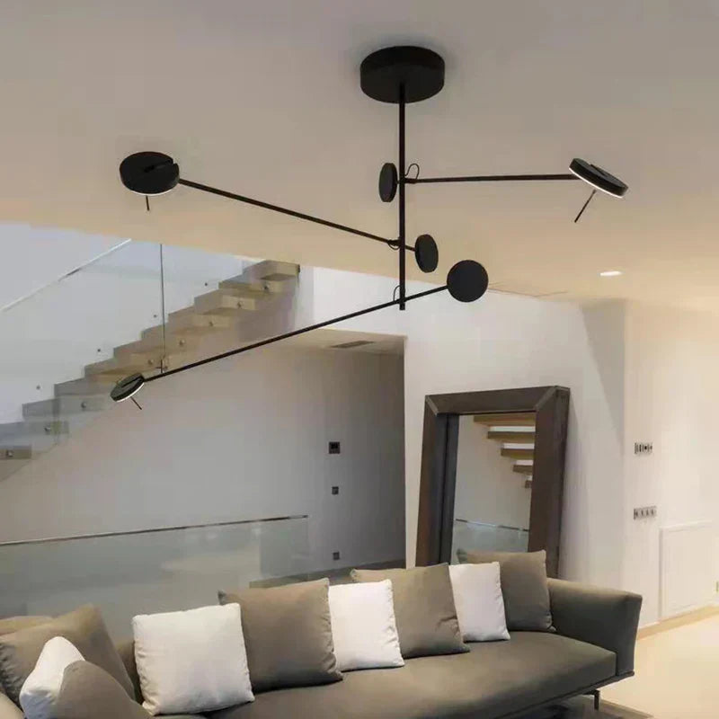 DecorBites™ Black Metal LED Chandelier for Minimalist Living Room Lighting