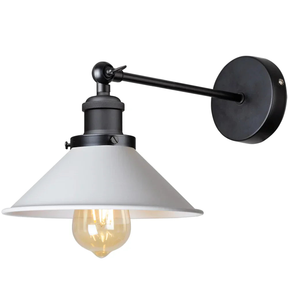 DecorBites™ Industrial Wall Sconce Light with Adjustable Metal Lampshade
