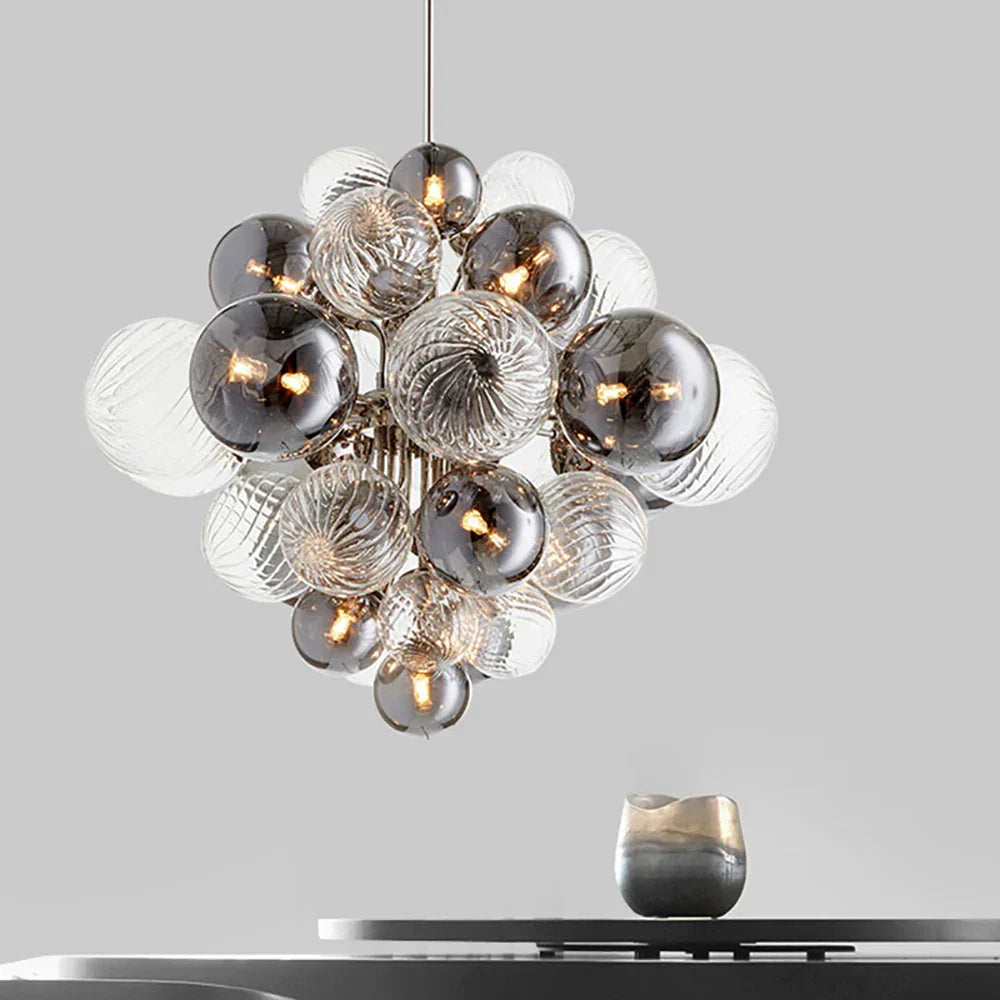 DecorBites™ Glass Bubble Ceiling Chandelier LED Living Room Bedroom Decor Minimalist Hanging Lamp