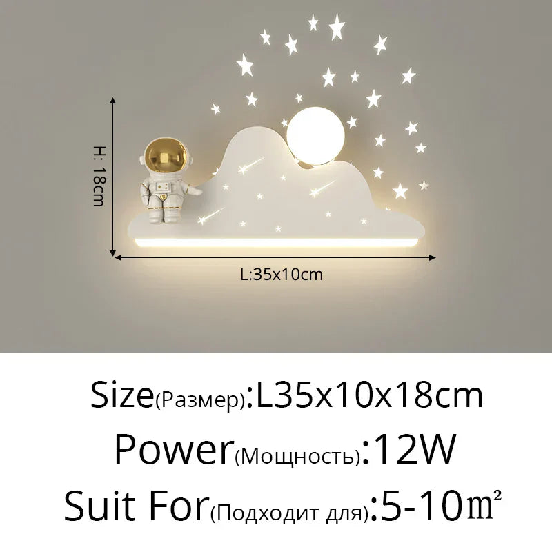 DecorBites™ Astronaut Moon Wall Lamp for Children's Bedroom with Simple Modern Design