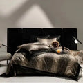 DecorBites™ Black Lace Leopard Print 1000TC Egyptian Cotton Bedding Set 4Pcs