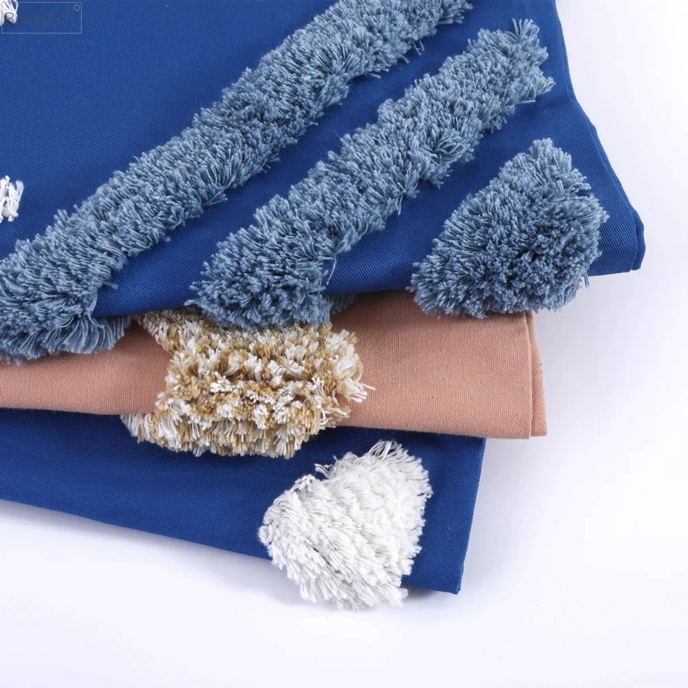 DecorBites™ Boho Tufted Tassel Cushion Cover 45x45cm - Blue Pink Cotton Throw Pillow Cover