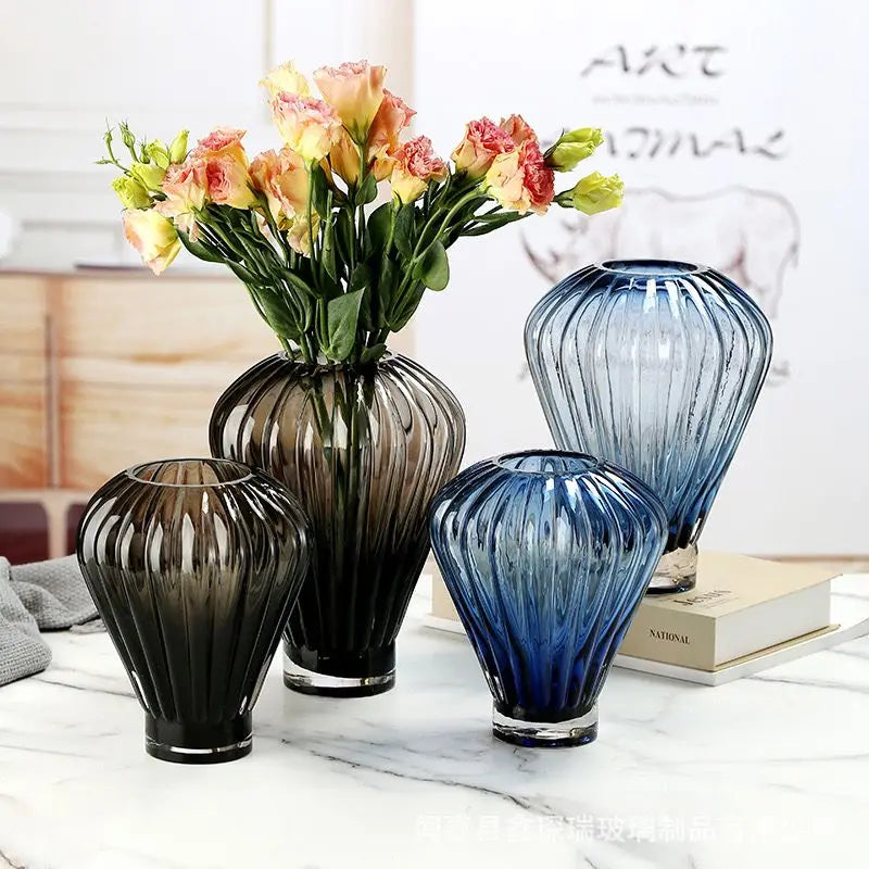 DecorBites™ Blue Hot Air Balloon Vase, Lily Flower Arrangement Home Decoration