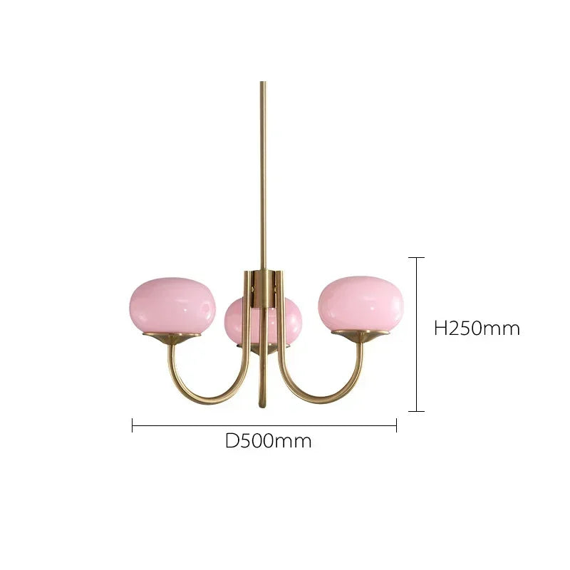 DecorBites™ LED Glass Balls Chandeliers Pink Milky White Pendant Lights for Home Decor