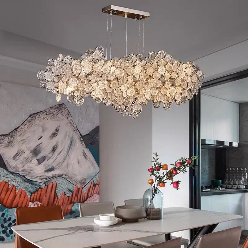 DecorBites™ 2024 Trend LED Ceiling Chandelier for Living Dining Bedroom, Modern Lustre Hanging Light