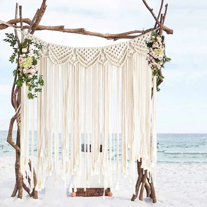 DecorBites™ Bohemian Macrame Curtain Tapestry for Door/Window/Wall, Wedding Home Decor