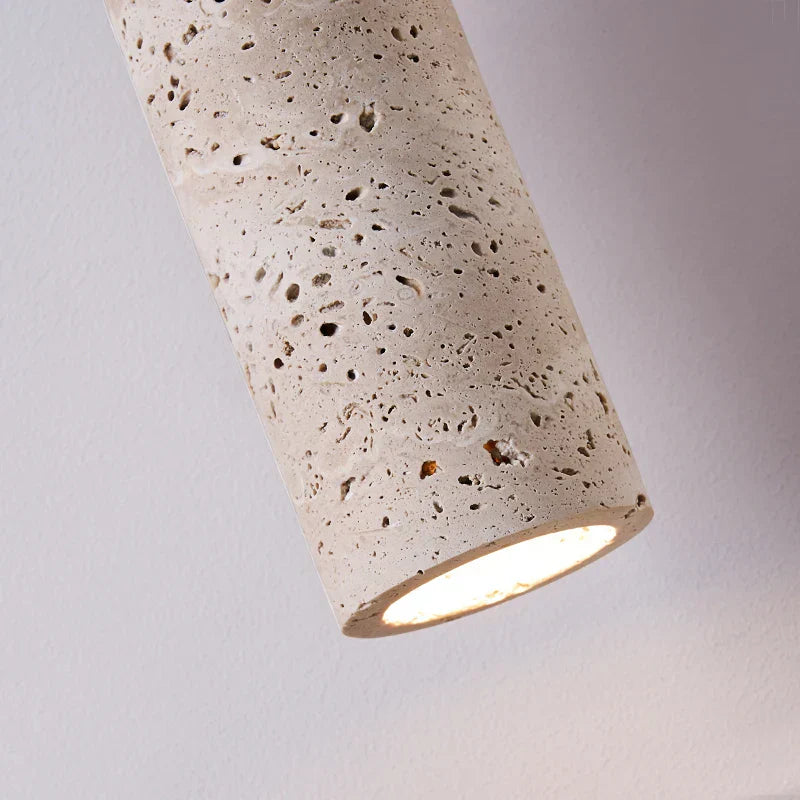 DecorBites™ LED Pendant Lamp Yellow Travertine Wood Hanging Light Fixture Luminaire