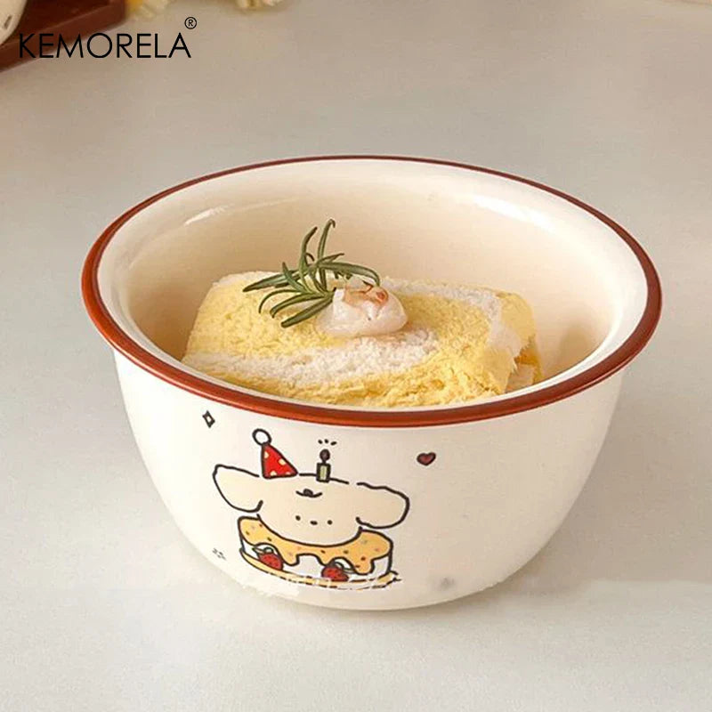 DecorBites™ Carton Ceramic Soup Bowls - Set of 1 | Microwave & Dishwasher Safe