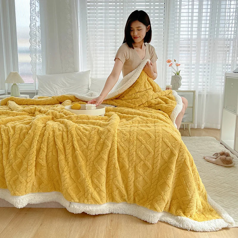 DecorBites™ Lambswool Coral Flannel Blanket for Home & Office - Cozy Sofa & Bed Cover