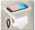 DecorBites™ Antique Black Toilet Paper Holder with Phone Shelf