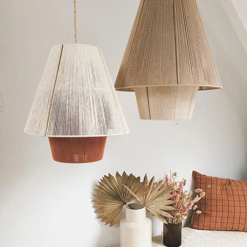 DecorBites™ Hemp Rope Rattan Weave LED Chandelier for Home Decor and Lighting