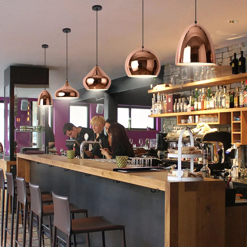 DecorBites™ Rose Gold Pendant Lights Metal Hanging Fixtures for Dining Room Island Bar Decor