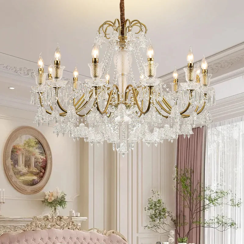 DecorBites™ Black Gold Crystal Chandelier Pendant Light for Elegant Living Spaces