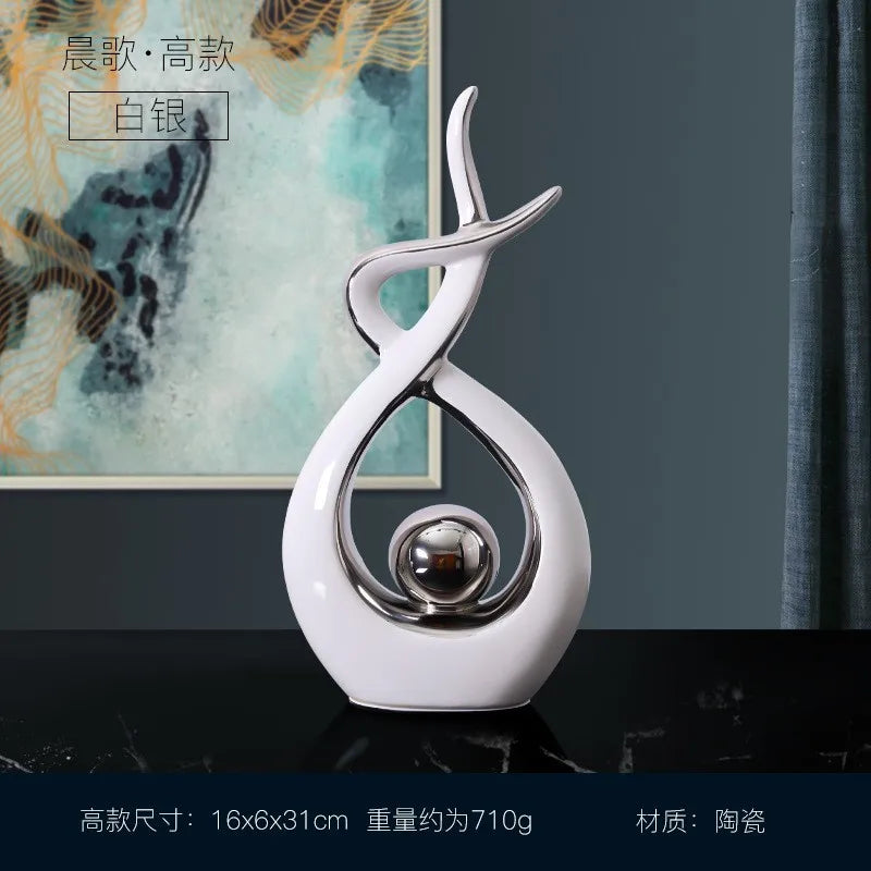 DecorBites™ Ceramic Abstract Figurine Set for Elegant Home and Office Decor