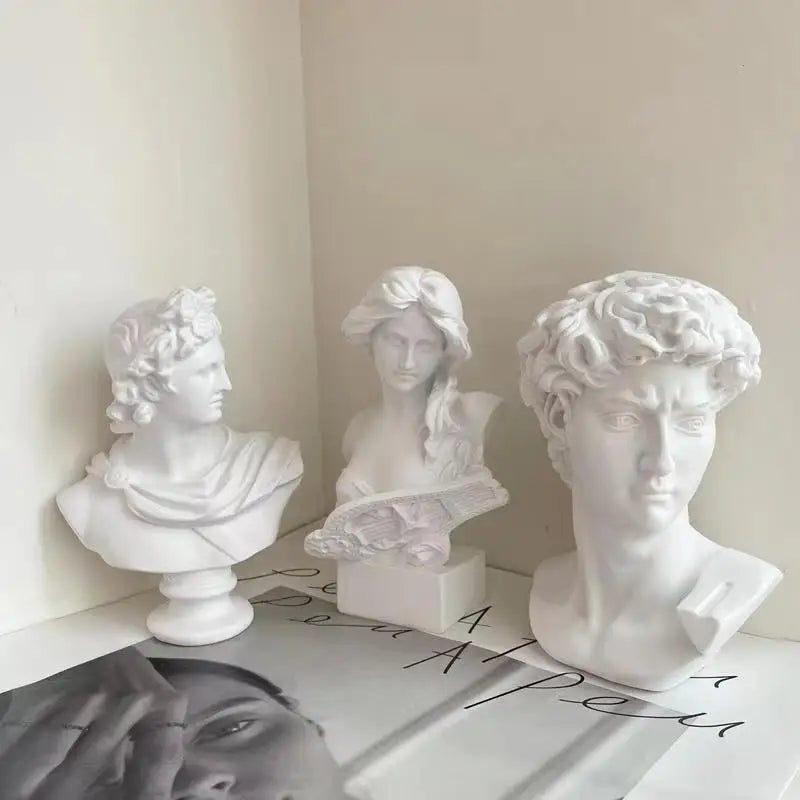 DecorBites™ David Statue Head Sculpture Mini Gypsum Resin Art Craft Home Decor